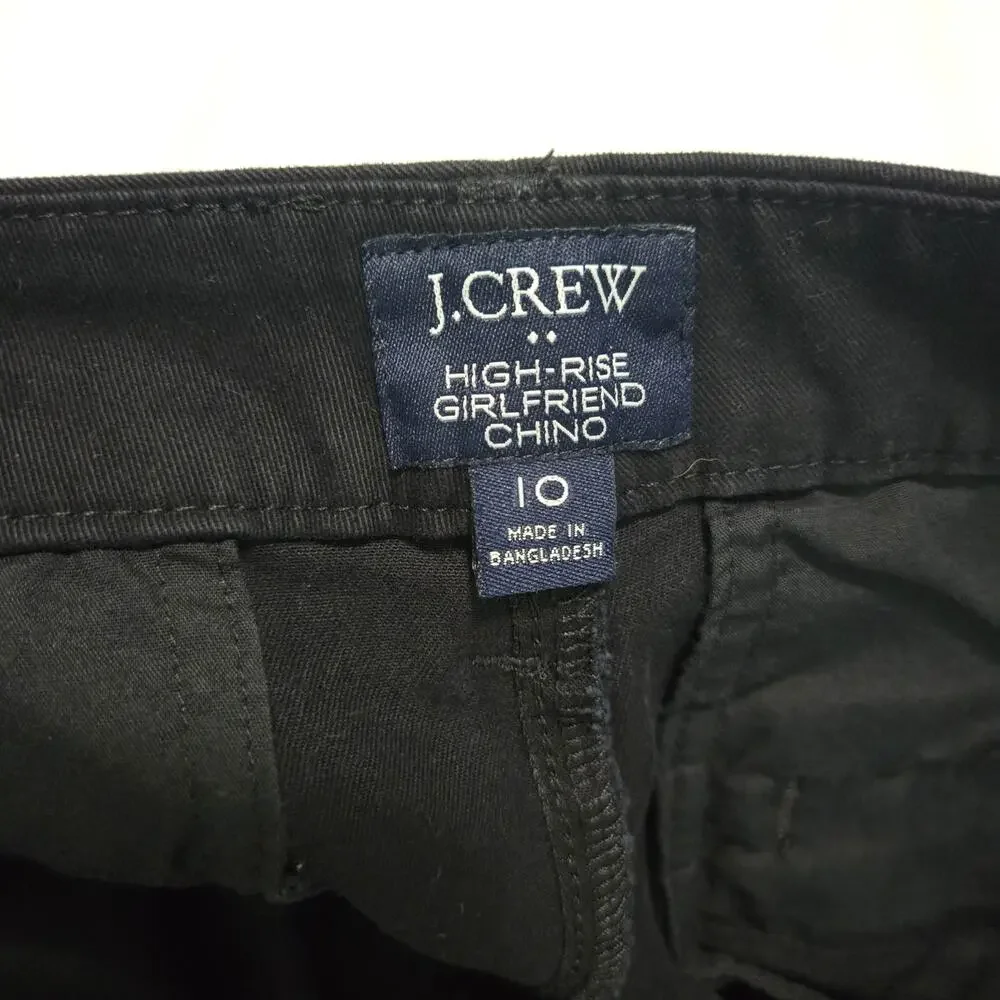 J.Crew Factory High-Rise Girlfriend Chino Size 10 Black Stretch Cotton Pants